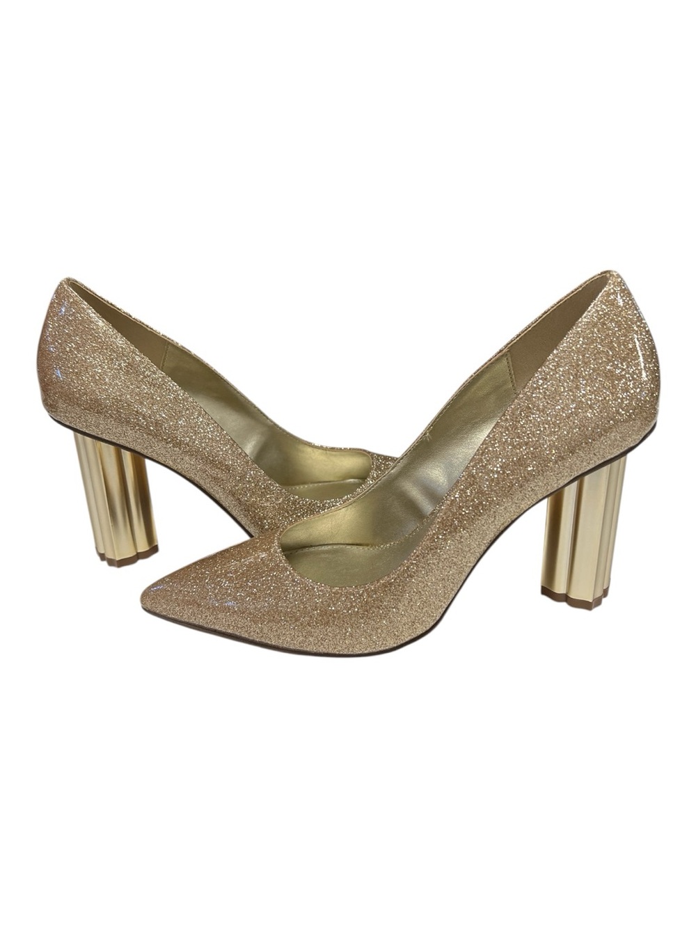 EUC (worn once) Katy Perry Gold Shimmer Pointed Toe Pumps Heels Size 6